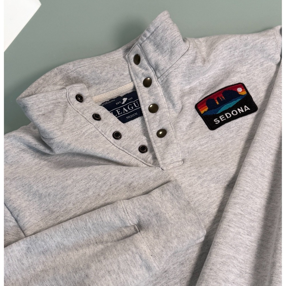 League Collegiate Wear Fleece Quarter Snap Pullover Mens M heather Gray Sedona